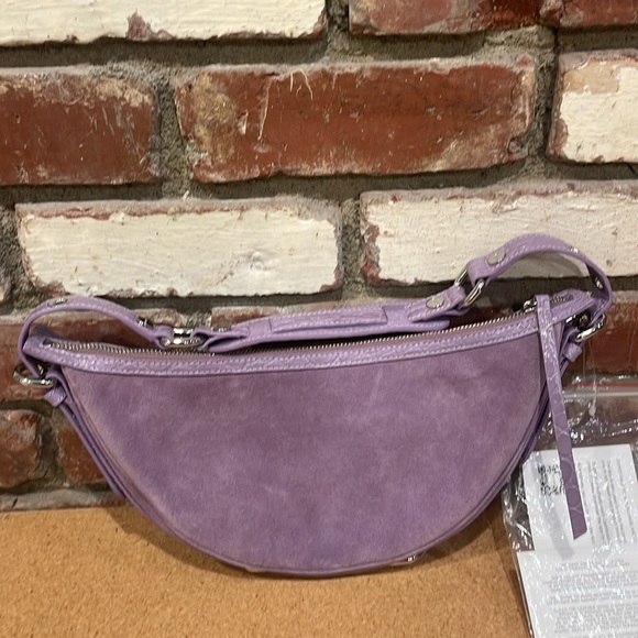Revolve BY FAR Purple Suede Gib Shoulder Bag NWT - Picture 3 of 6
